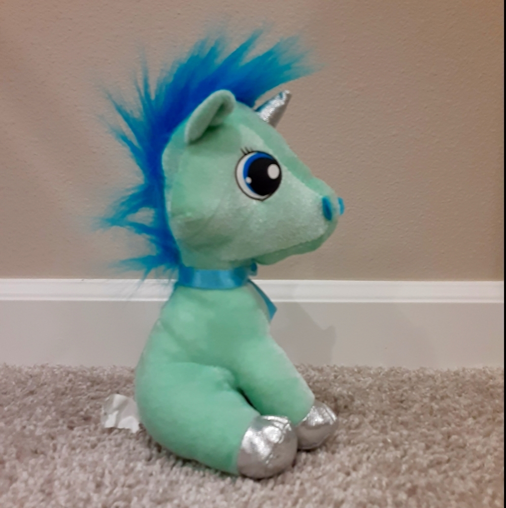 Green Blue Unicorn Ideal Toys Direct 9" NWT